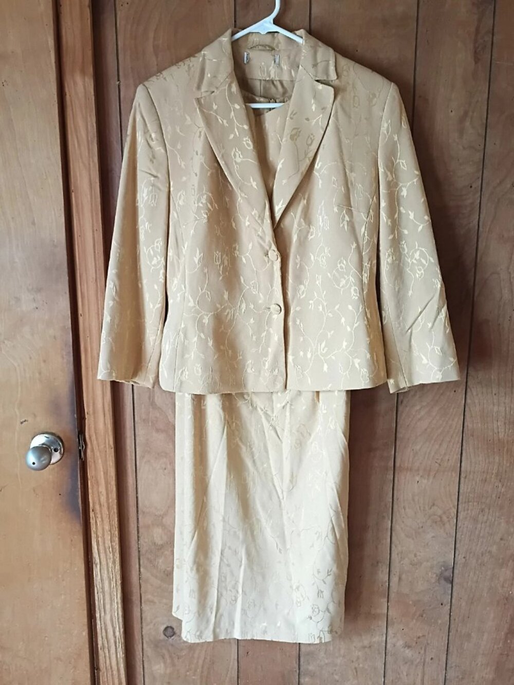 Vintage Gold Embroidered Dress Jacket 2 Pc Set Women’s Small 34 Bust